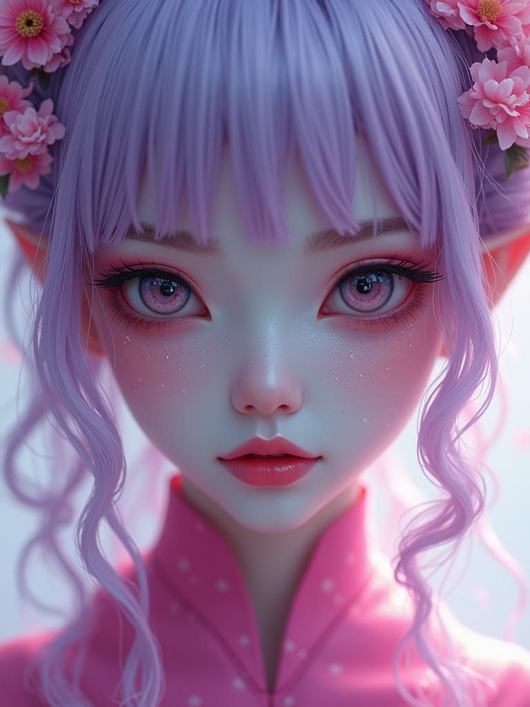 Cyberpunk Goddess in Vibrant Sakura Dreamscape