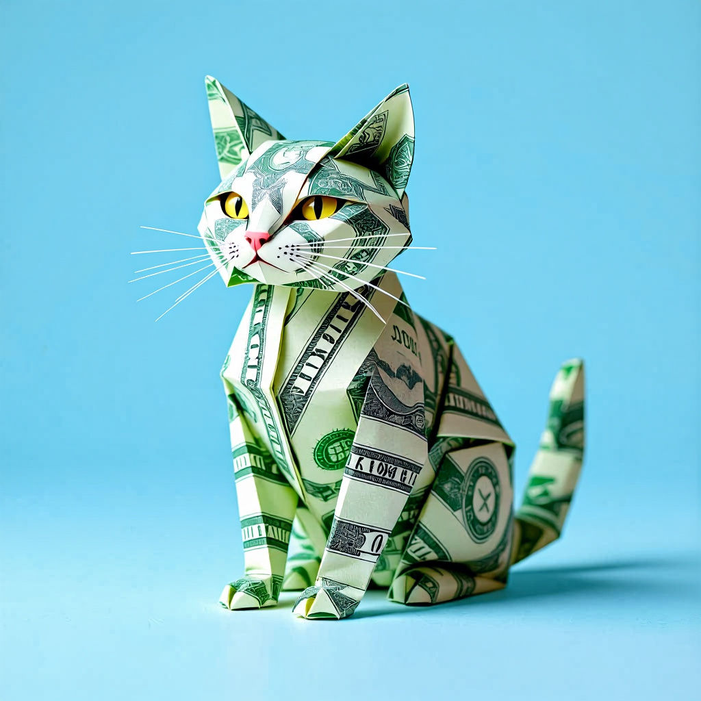 Origami Cat Made From Dollar Bills