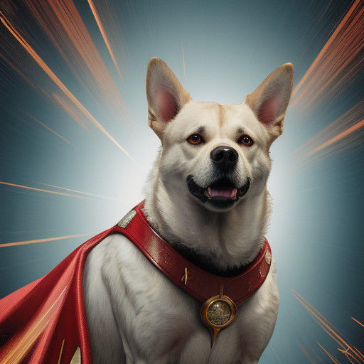 Majestic Flying Dog in Cinematic Superhero Style