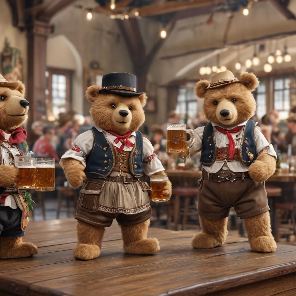 Teddy Bears Celebrate Oktoberfest in Bavarian Style