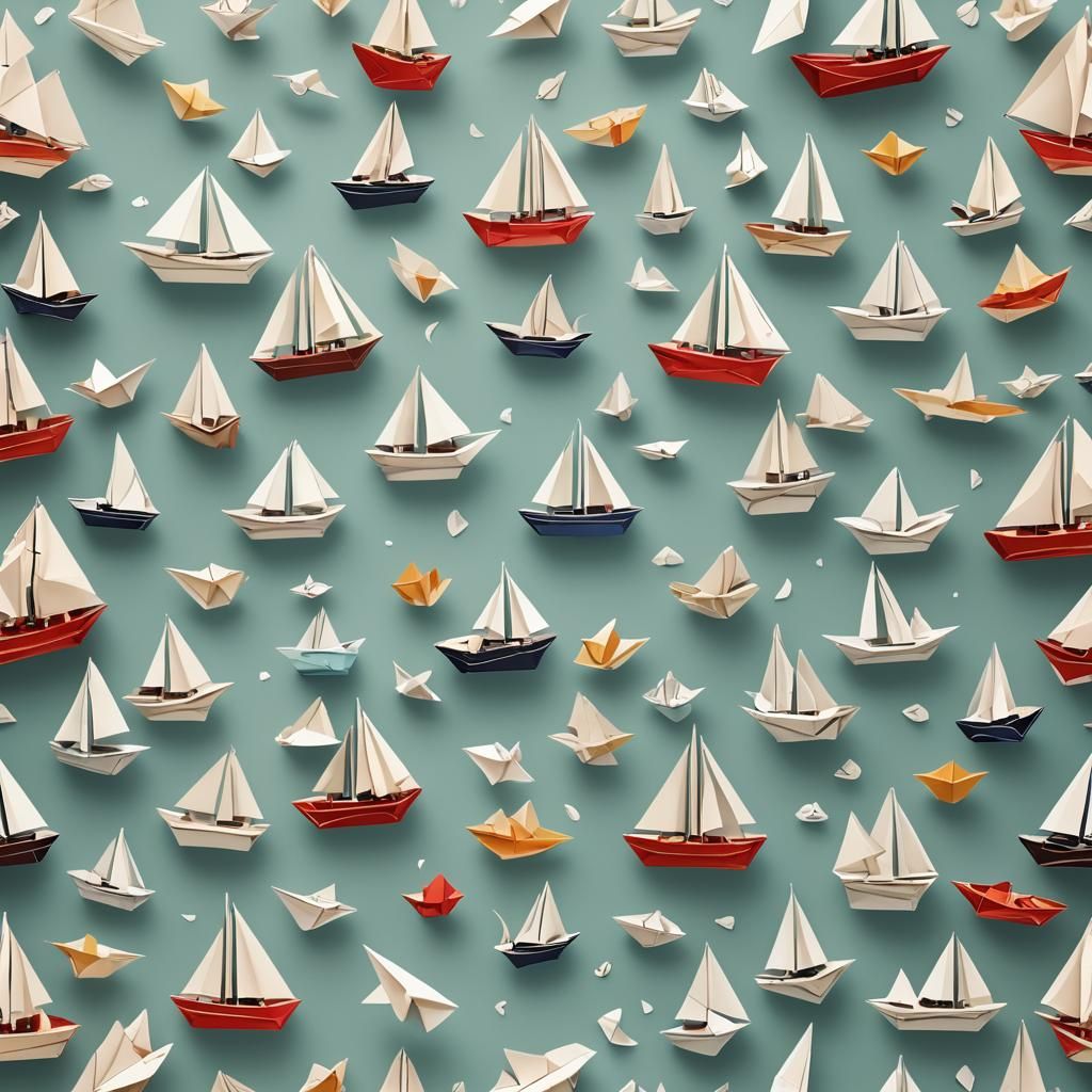 Origami Boat in a Bottle Papercraft