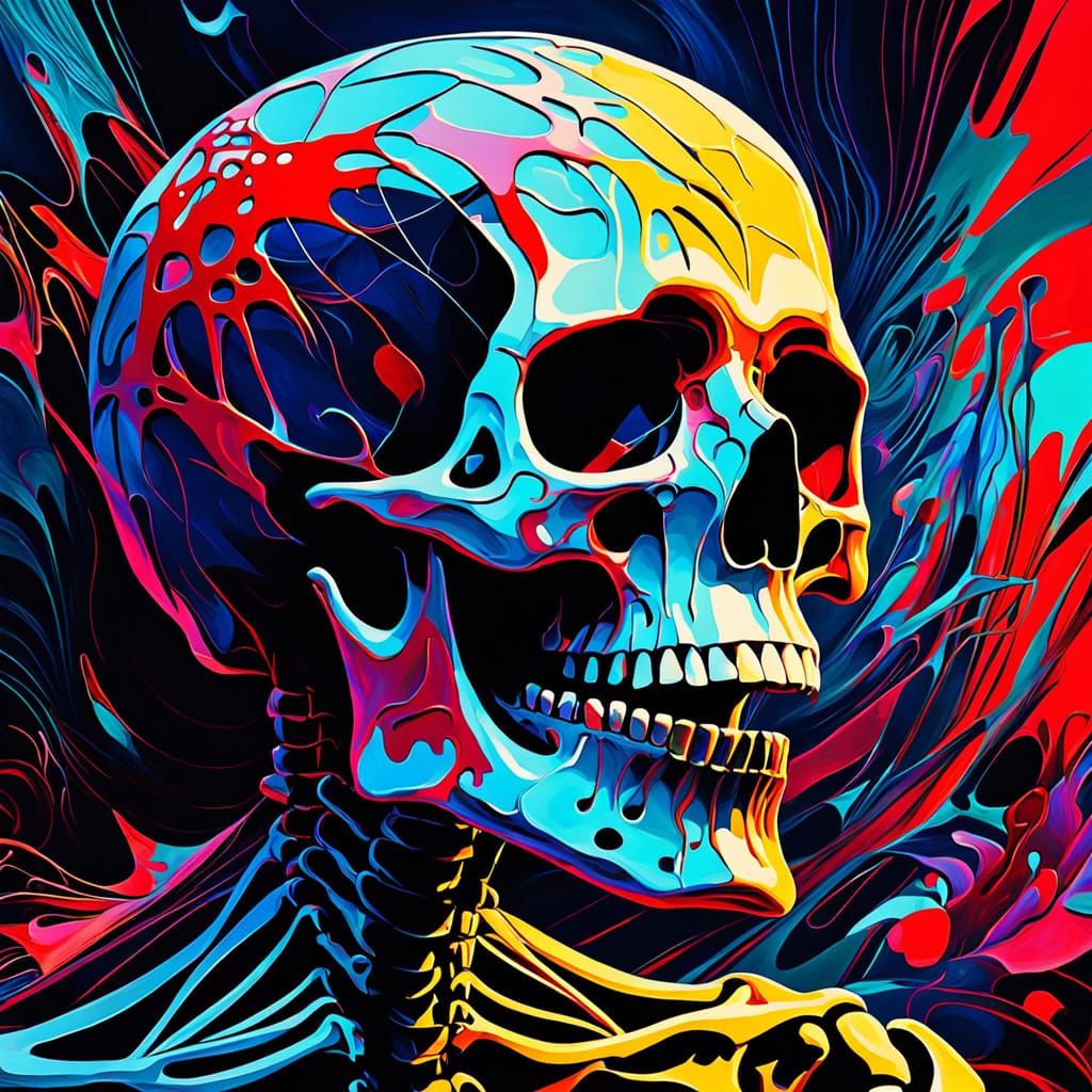 Ginormous Bloody Skull in Surreal Abstract Expressionism