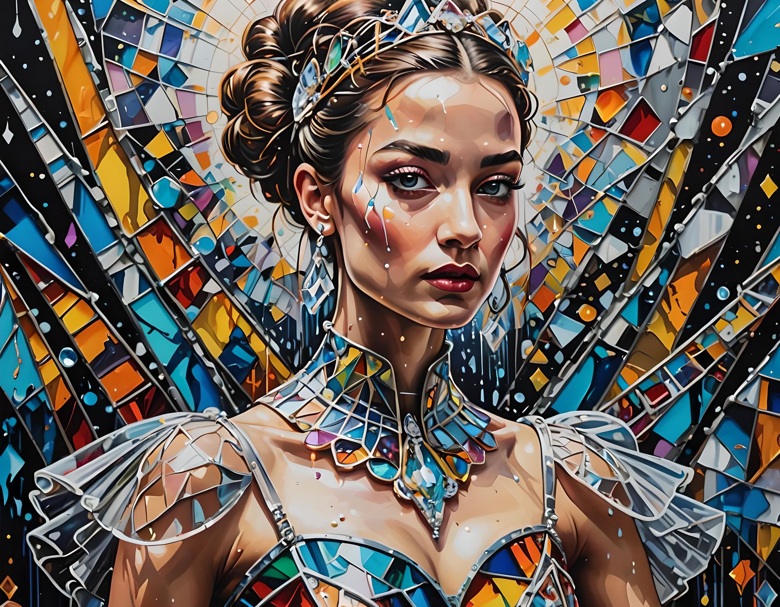 Ballerina in Stained Glass Tutu Graffiti Art