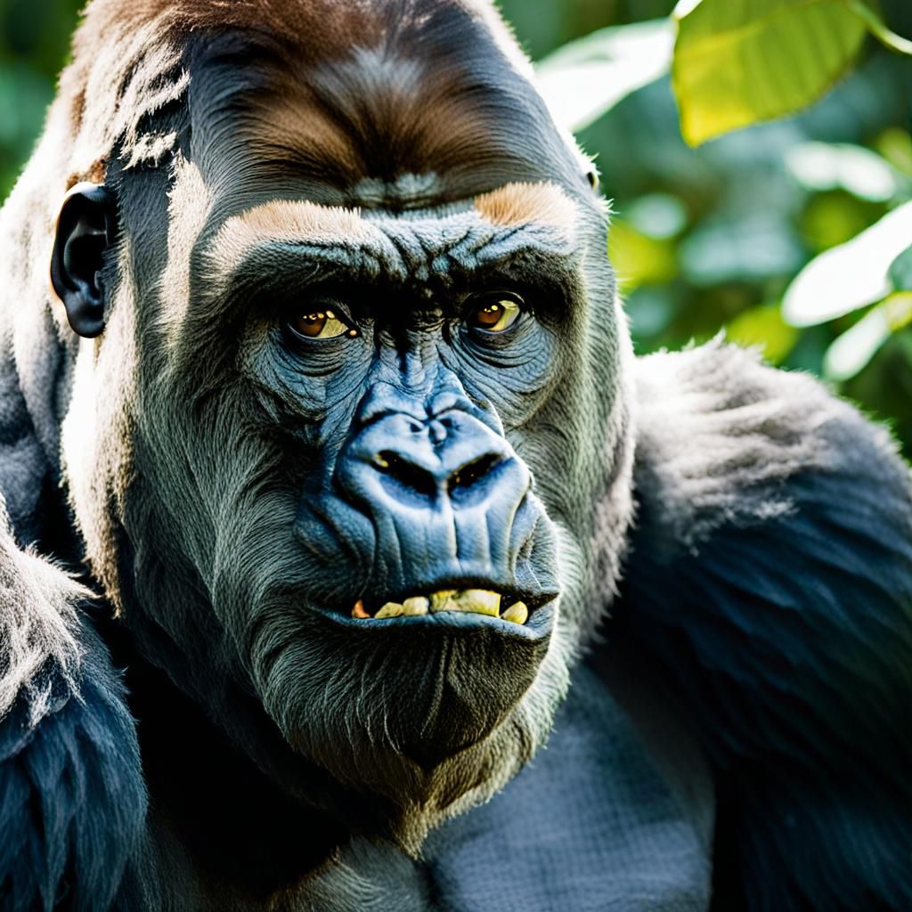 Majestic Gorilla Portrait in African Jungle