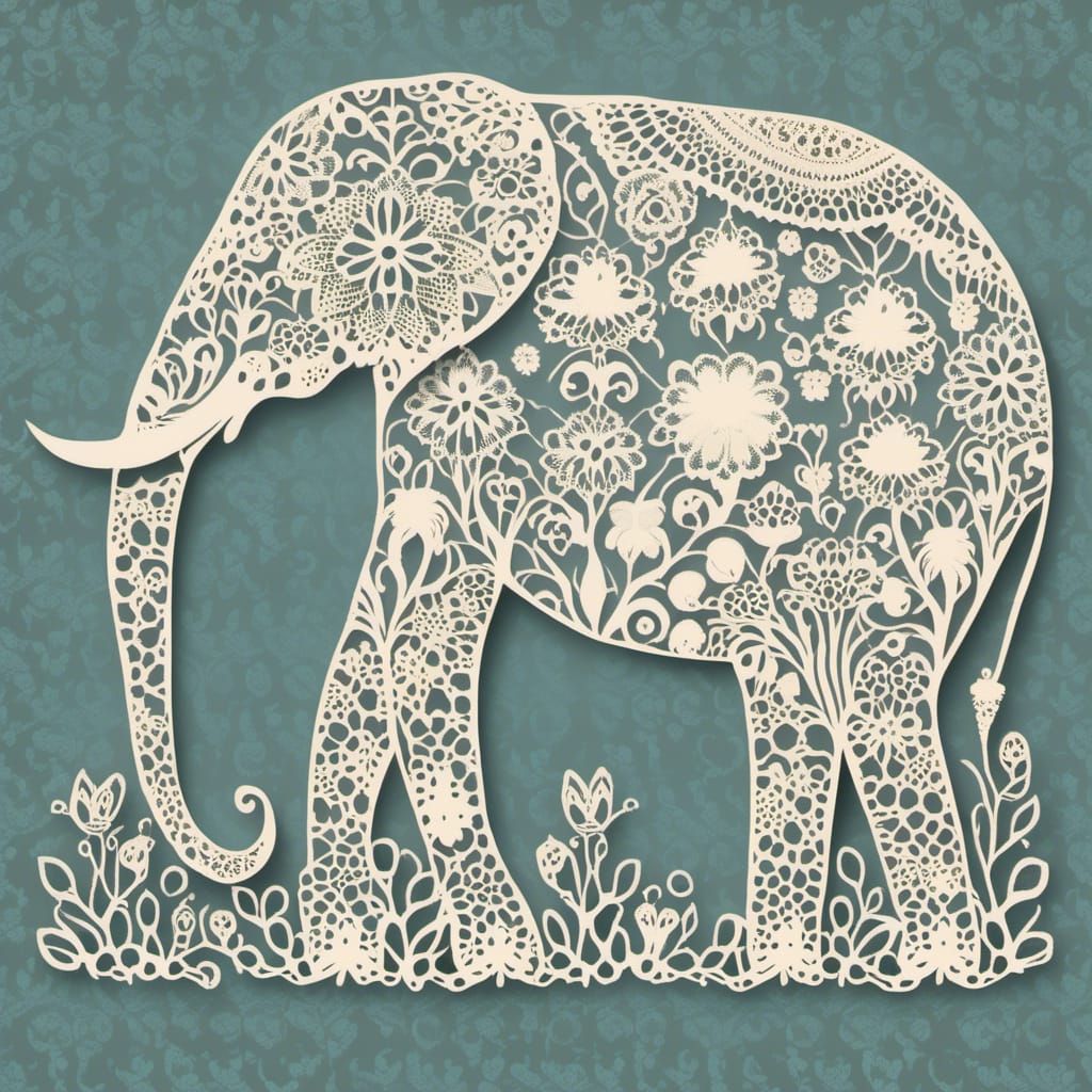 Lace Elephant Silhouette Art