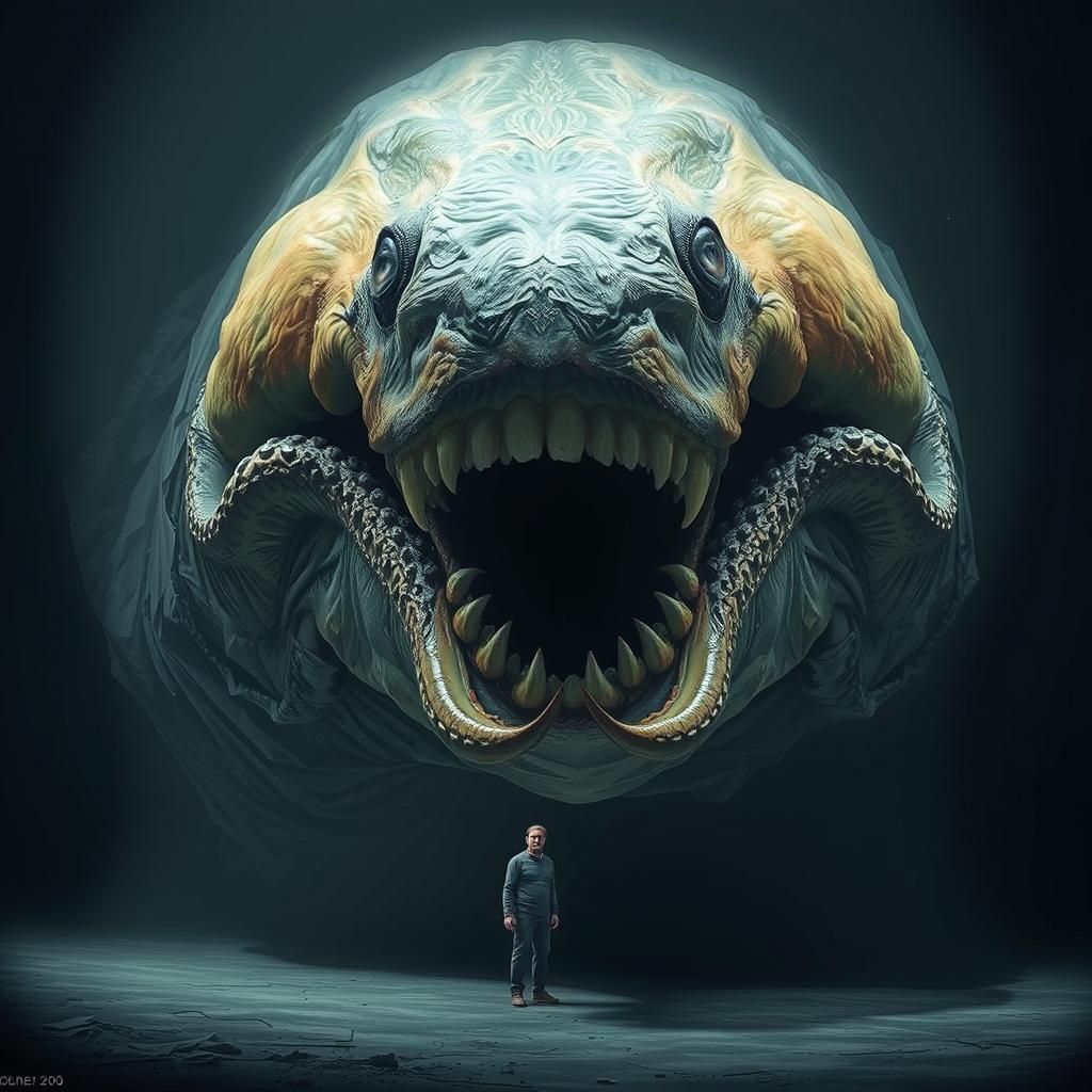 Terrifying Mutant God on Mattress in Hyperphotorealistic Det...