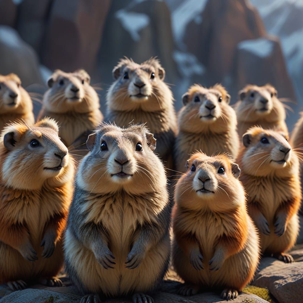 Alpine Marmots in Symbolism Art Style