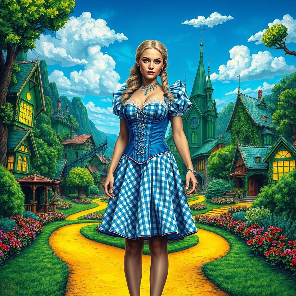 Whimsical Emerald City in Vibrant Graffiti Style