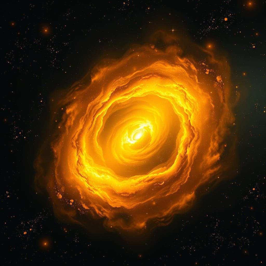 Golden Nebula in Deep Space Digital Painting