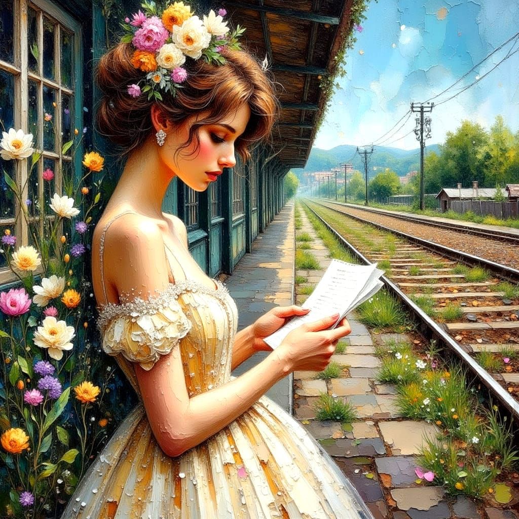 Impasto Painting of Woman Awaiting Loved One