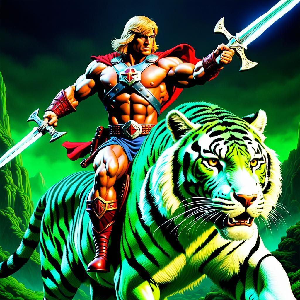 He-Man on Armored Tiger in Grayskull