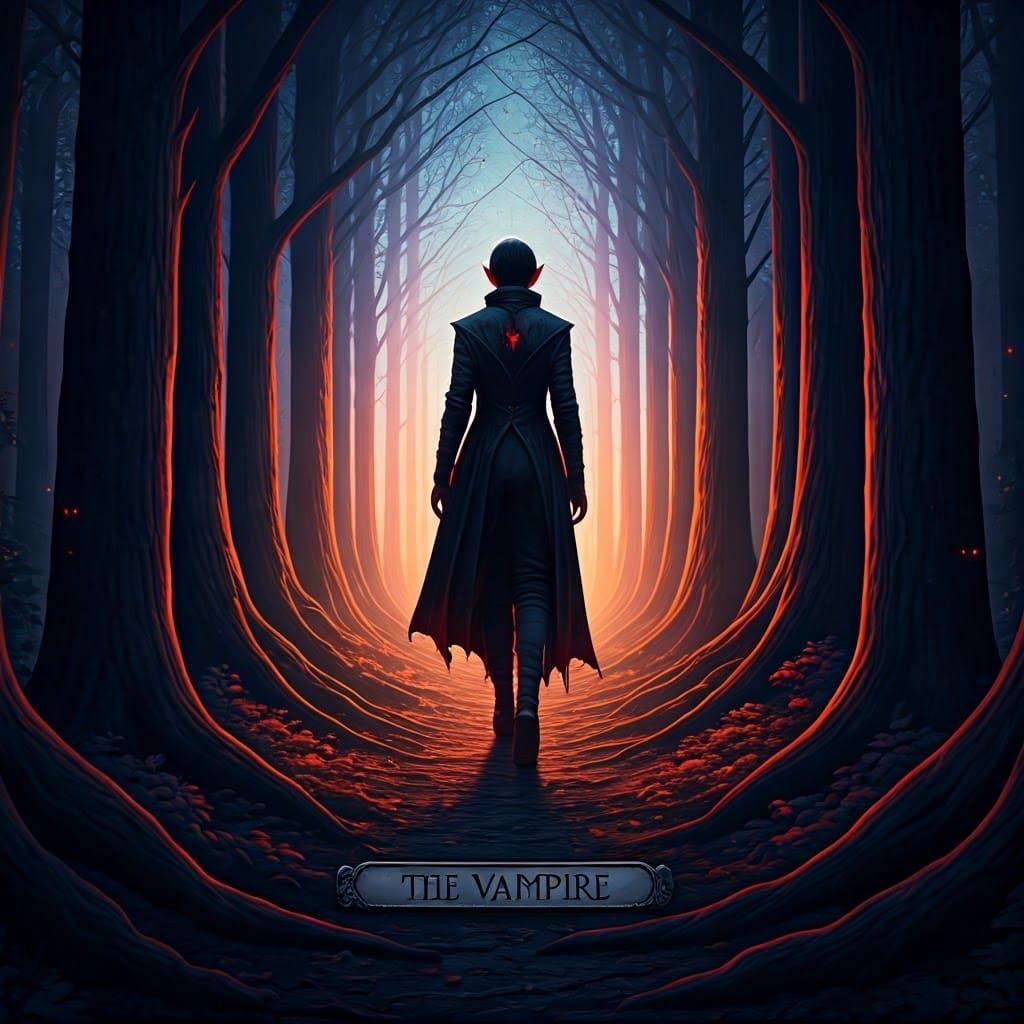 Vampire Emerges from Tarot Card in 3D Fantasy Art