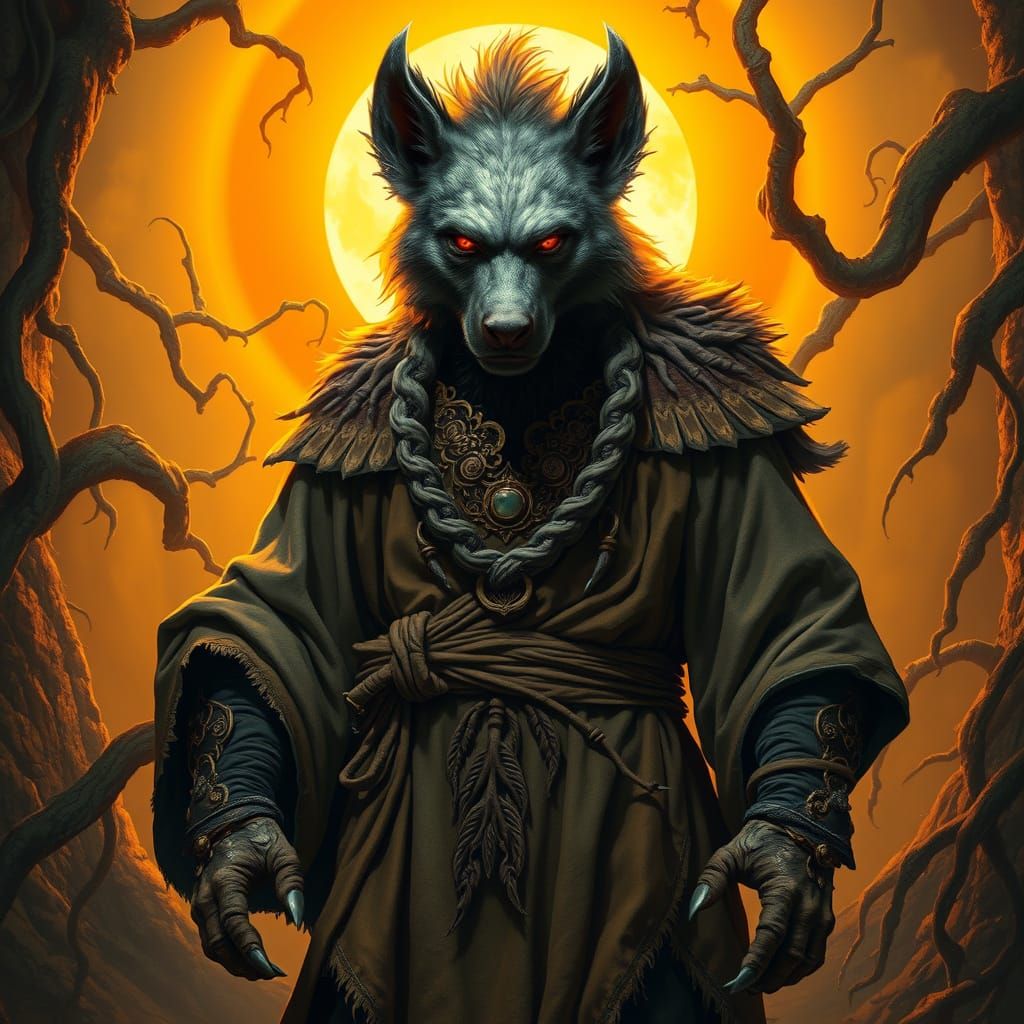 Heroic Orc Hyena Druid in Radiant Gold Ambient Light