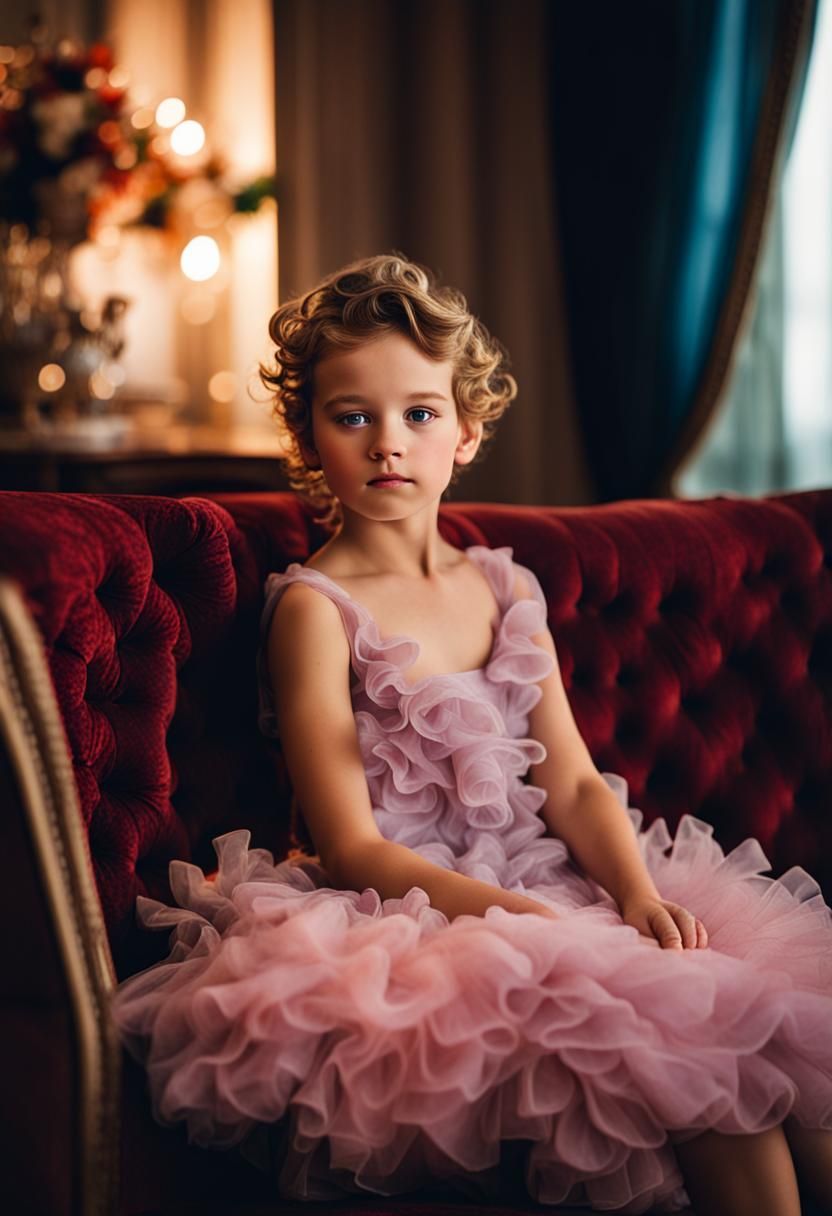 Boy posing in a ball dress