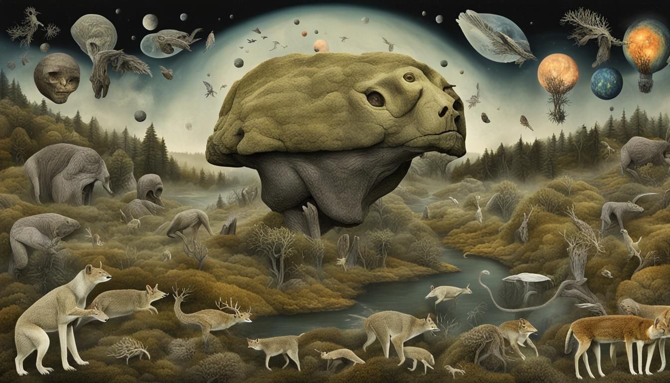 Mystical Creatures Soaring Through Starry Galaxy