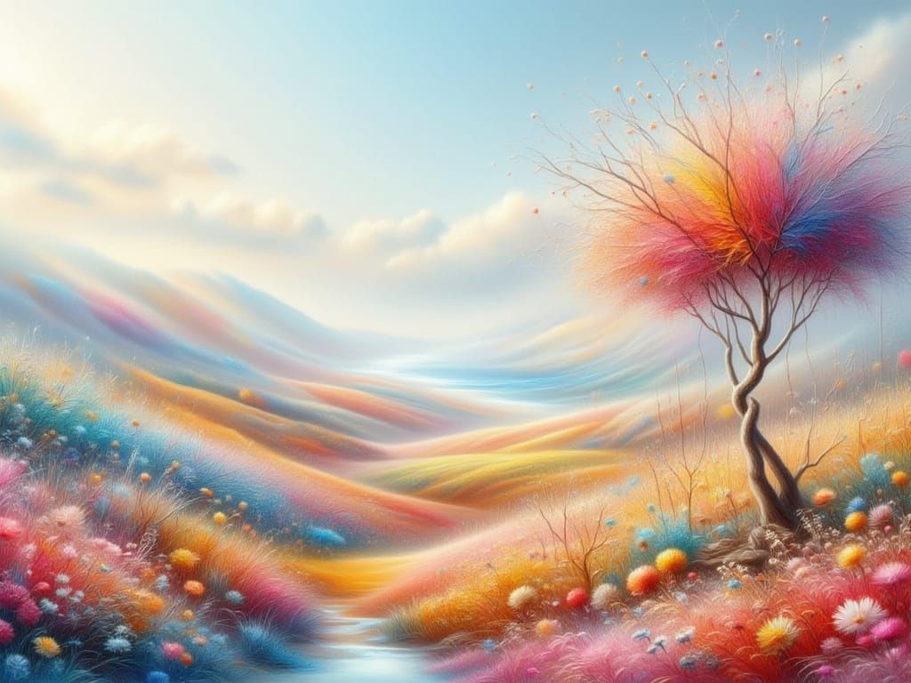 Dreamlike Landscape with Hazy Light and Soft Gradients