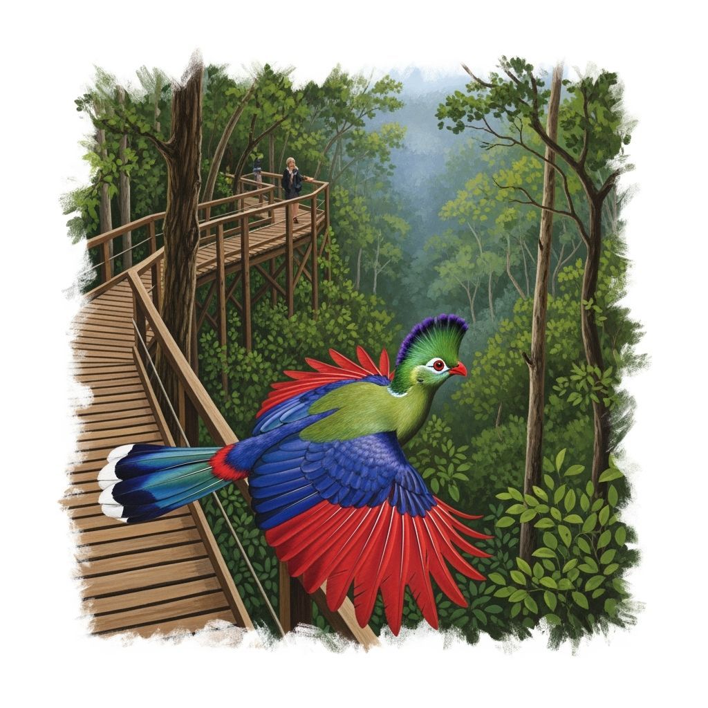 Purple-Crested Turaco in Lush Forest Canopy