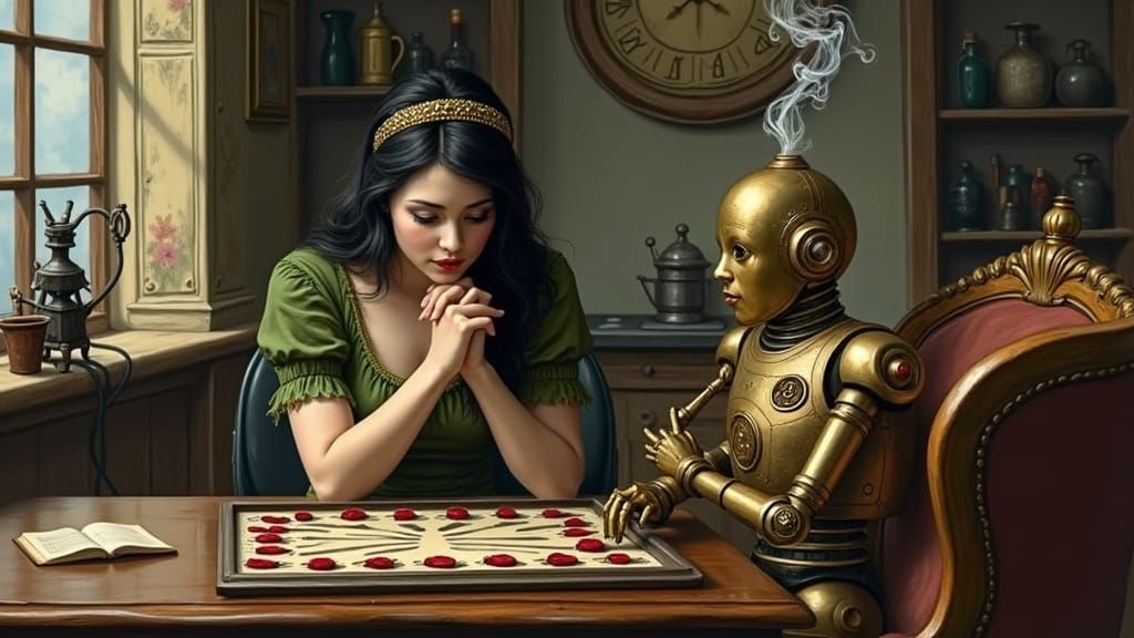 Whimsical Victorian Era Fairy Plays Board Game with Brass Ro...