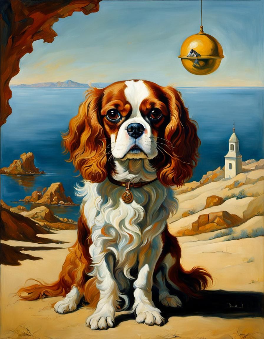 Surreal Cavalier King Charles Spaniel Painting