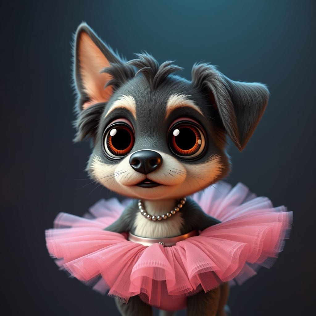 Giant-Eyed Toto Ballerina in Vibrant, High-Definition 3D