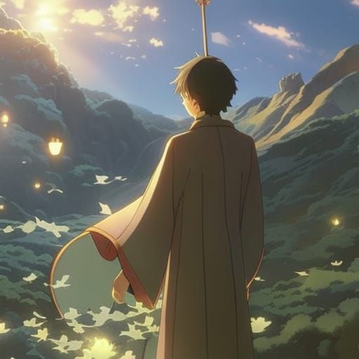 The Magician Tarot Card in Anime Style