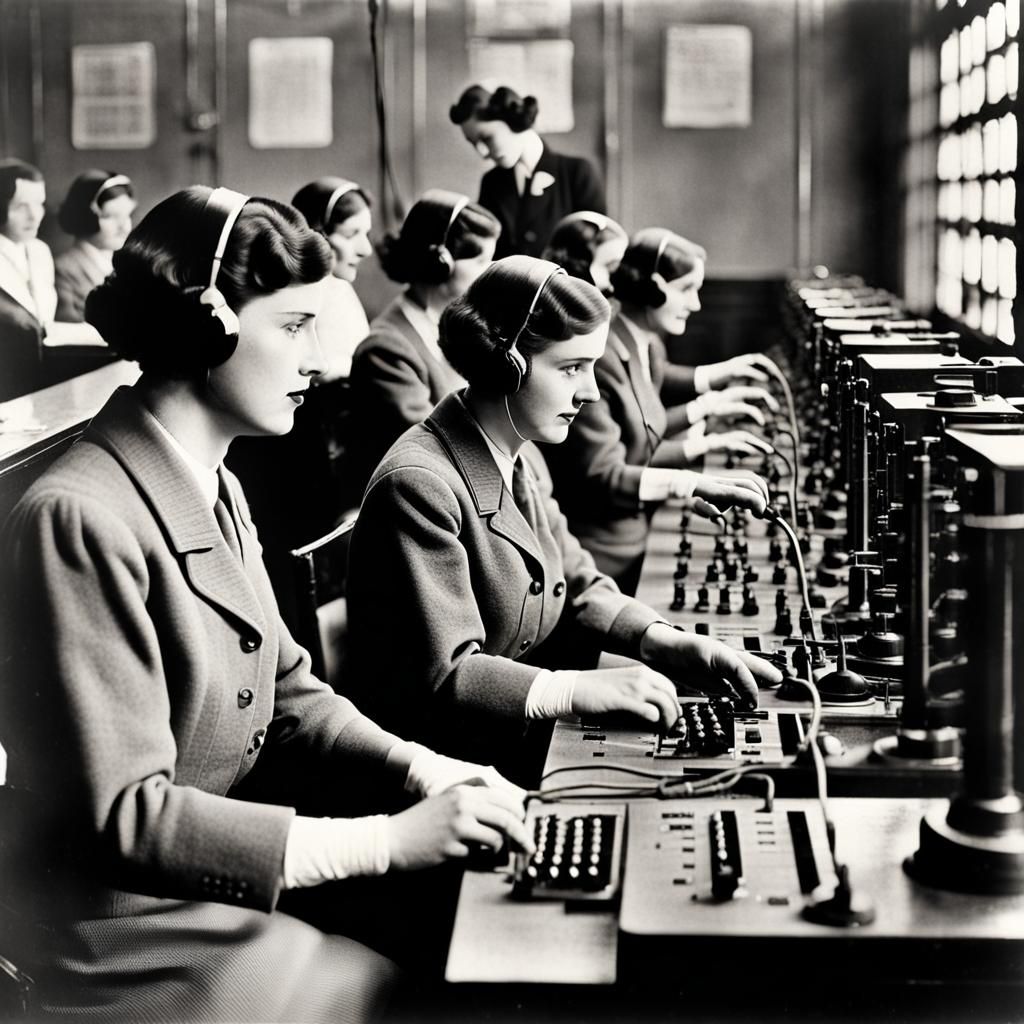 1930s Telephone Exchange Operators at Work
