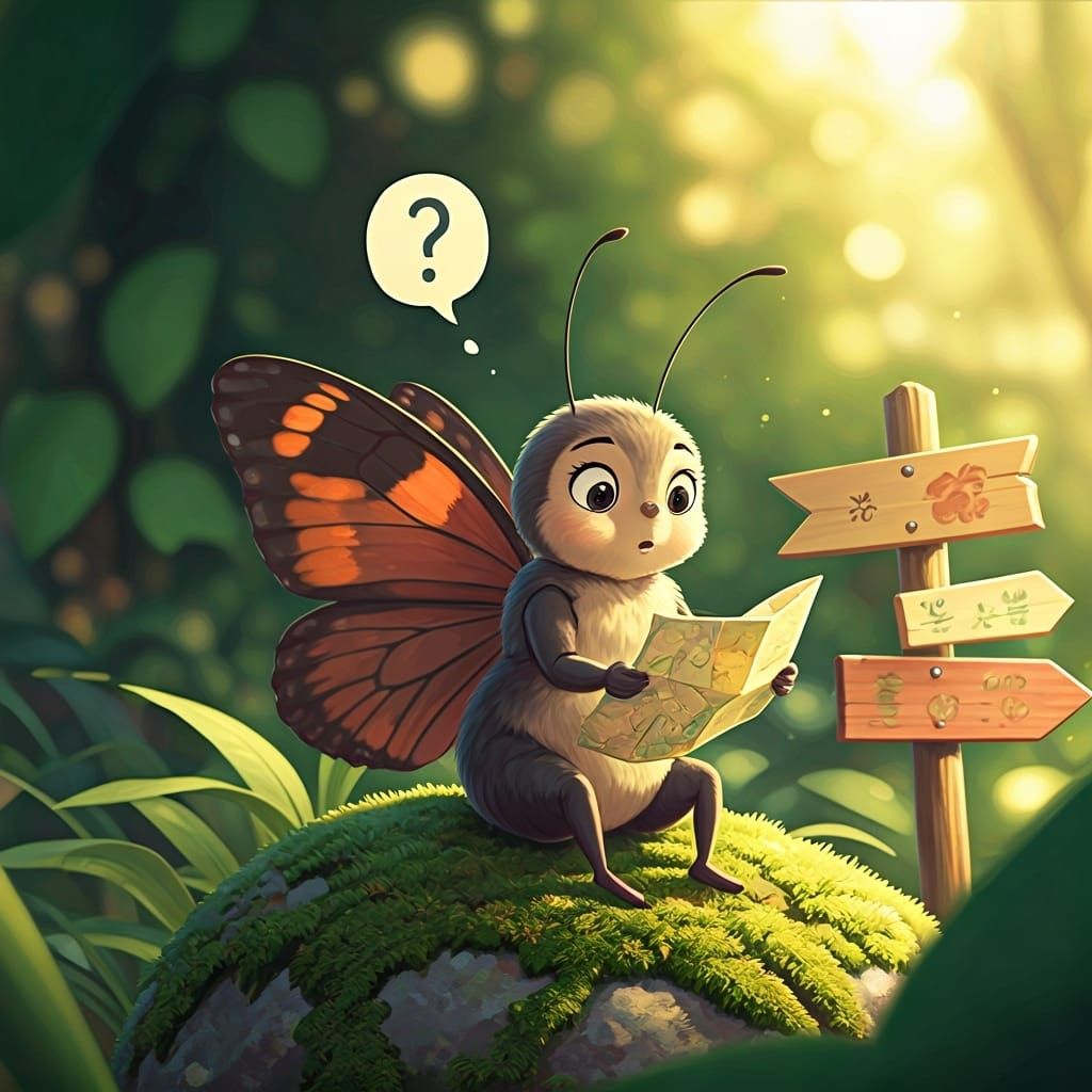 Confused Butterfly in Ghibli Garden