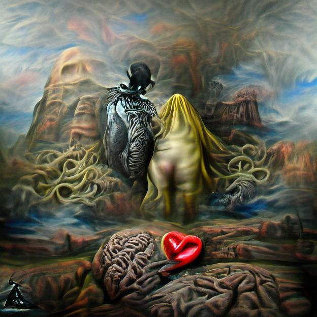 Sinister Backwards Love in Surrealist Style