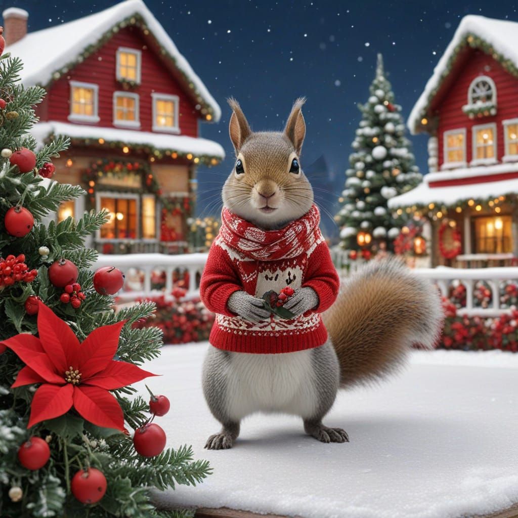Charming Squirrel Enjoying Winter Wonderland