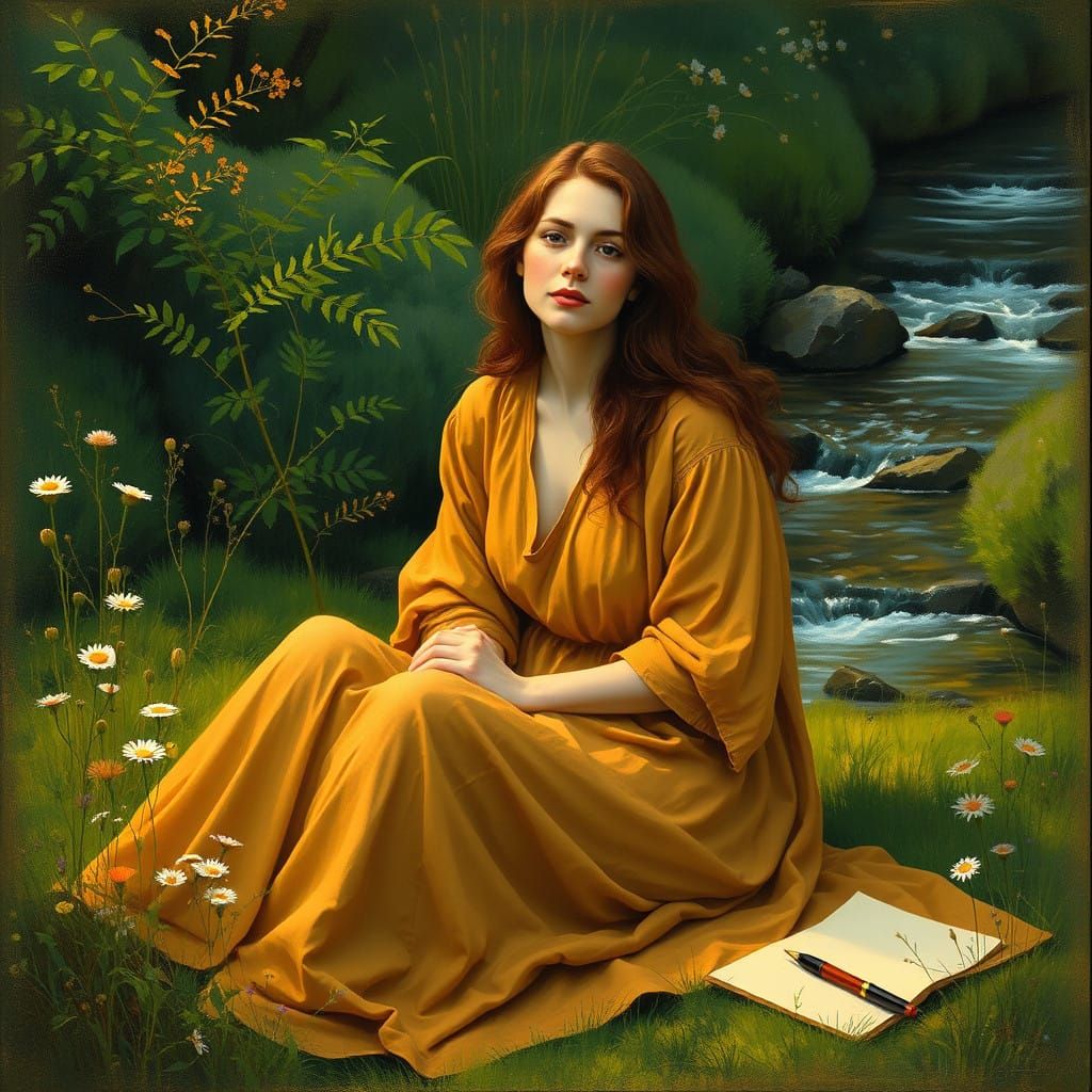 Woman in Serene Nature, Embracing Life and Hope