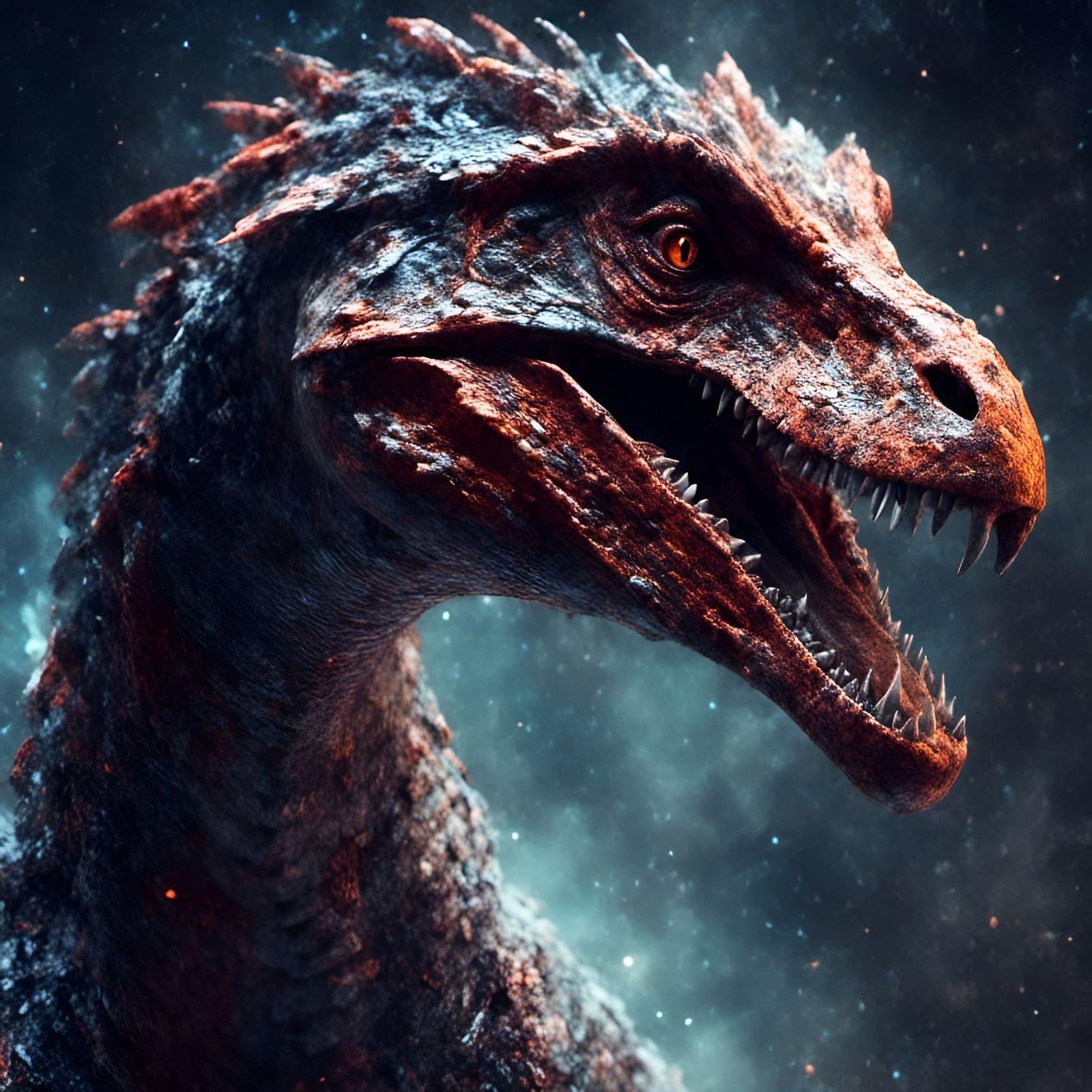 Macro Velociraptor Serpent Dragon with Fairy Dust Glow