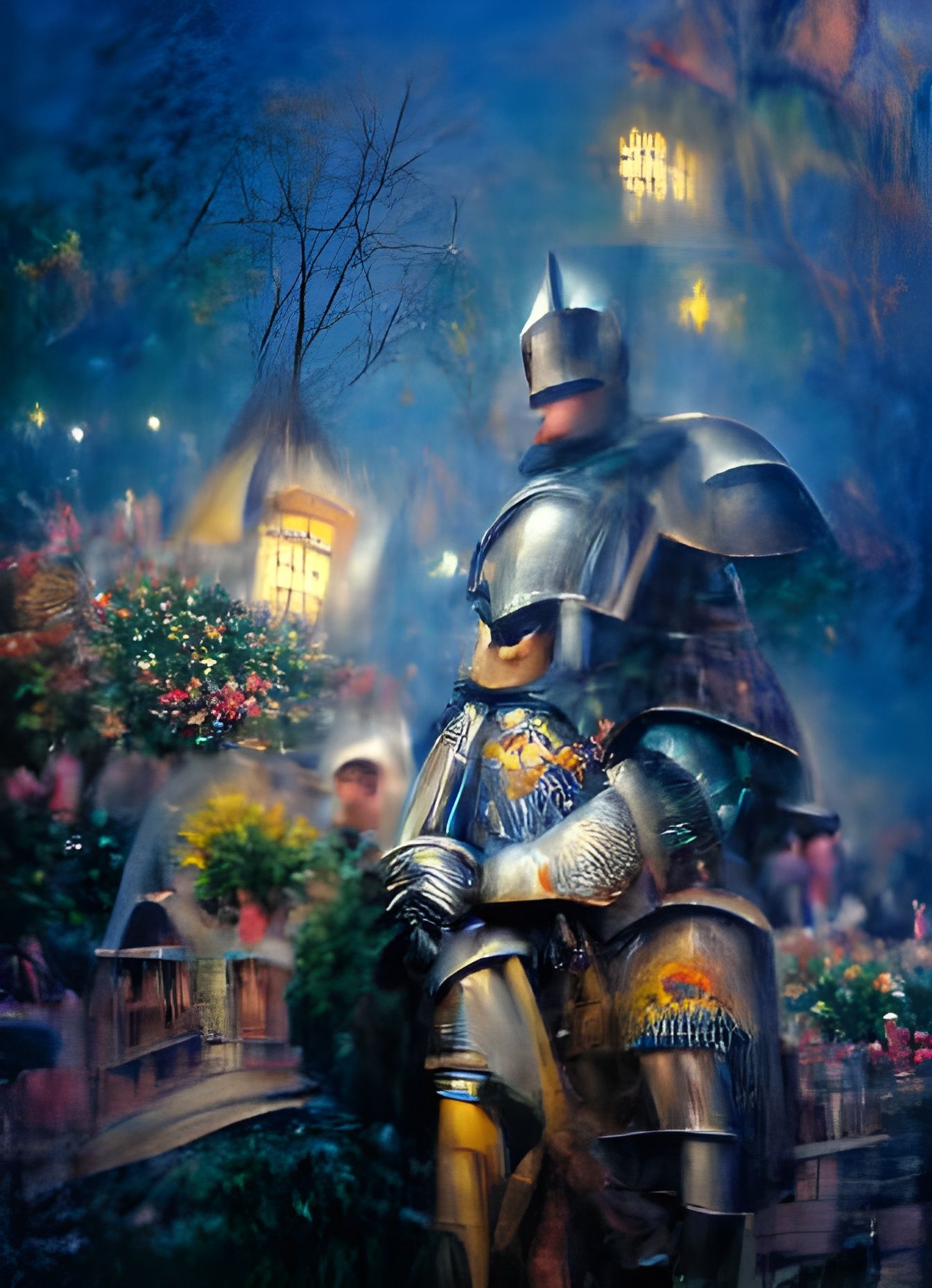 Medieval Knight at Midnight in Luminist Style
