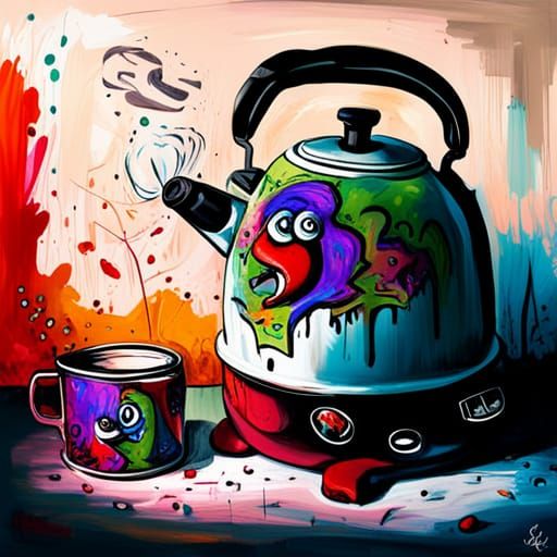 Comical Kettle and Toaster Graffiti Street Art