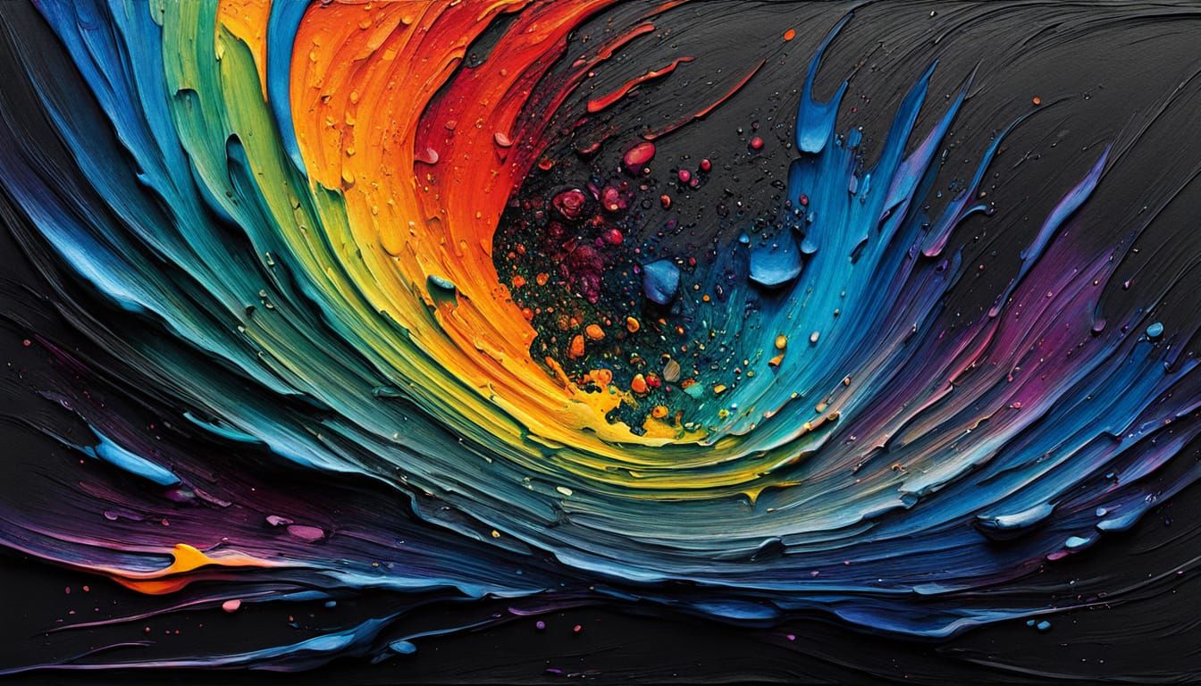 Vibrant Abstract Expressionism in Rainbow Hues