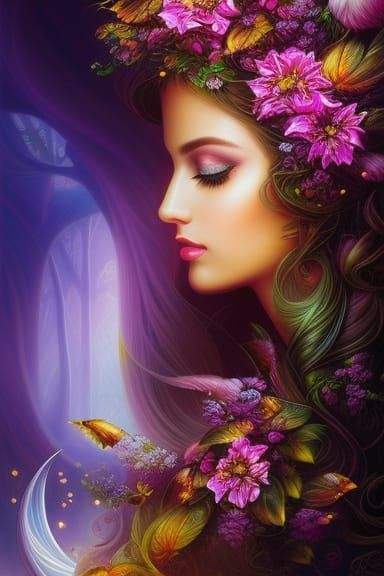 Fantasy Princess in Steampunk Floral Dreamscape
