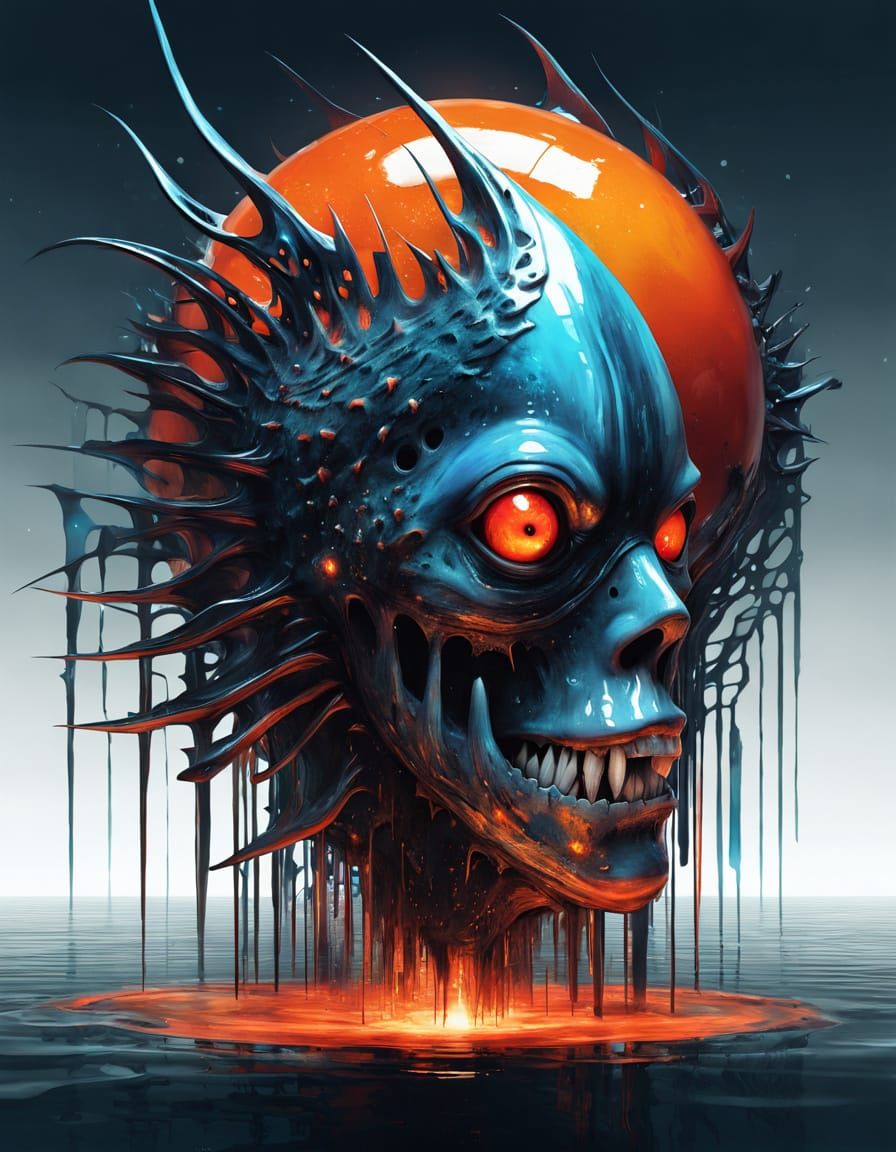 Surreal Barracuda Head Melts into Abstract World