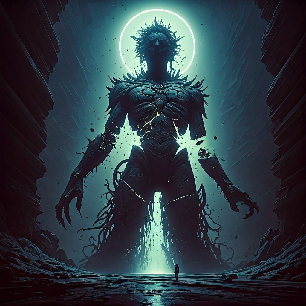 Colossal Shattered Entity Undulates in Eerie Expanse