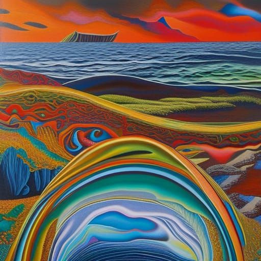 Surrealist Beach Wall Transforms Into Door: Hyper-Realism