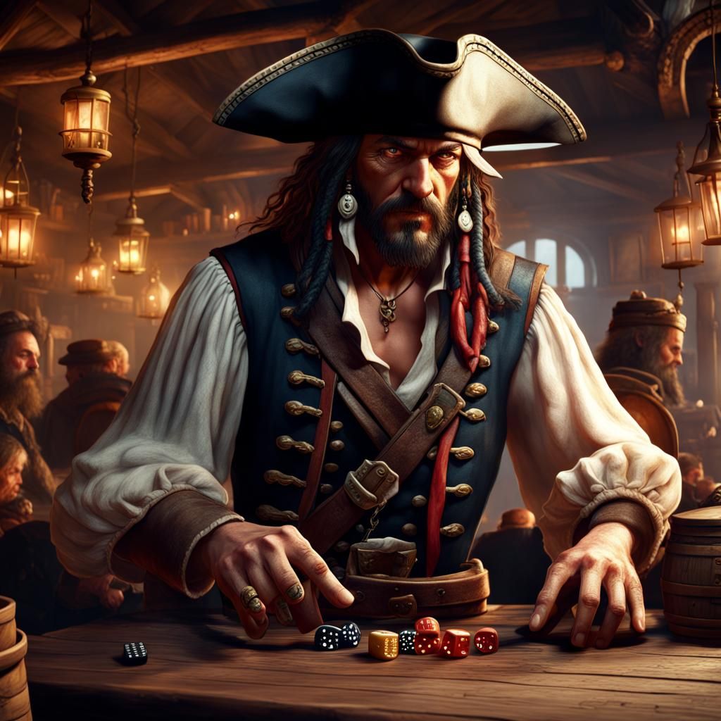 Pirate's Dice Game: Detailed Matte Painting