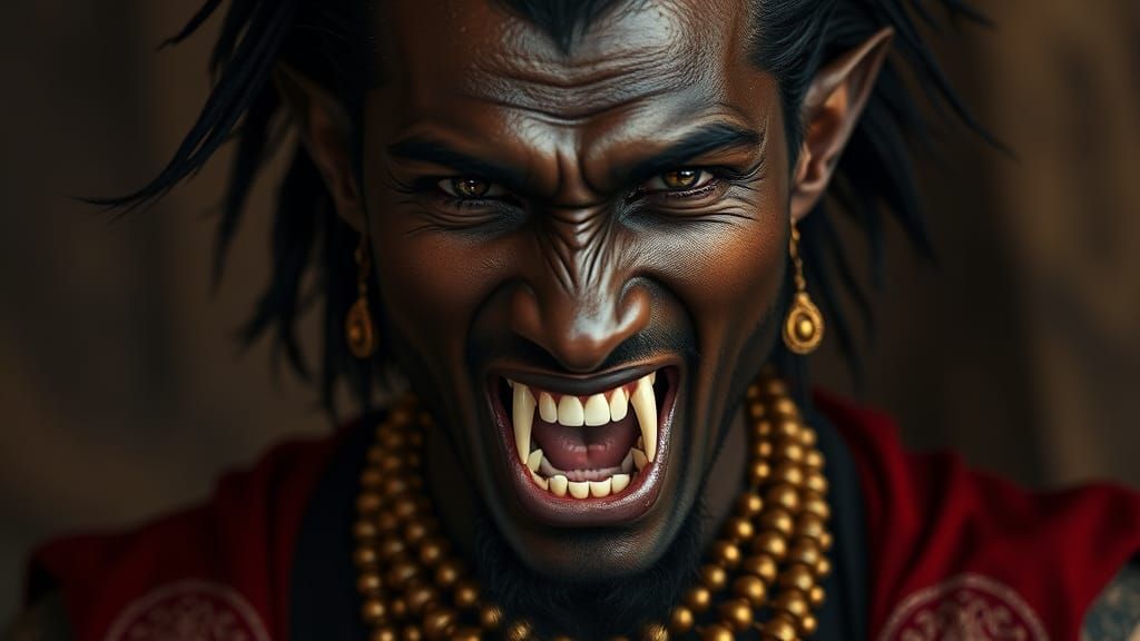 Viciously Handsome Nubian Vampire in Edwardian Style