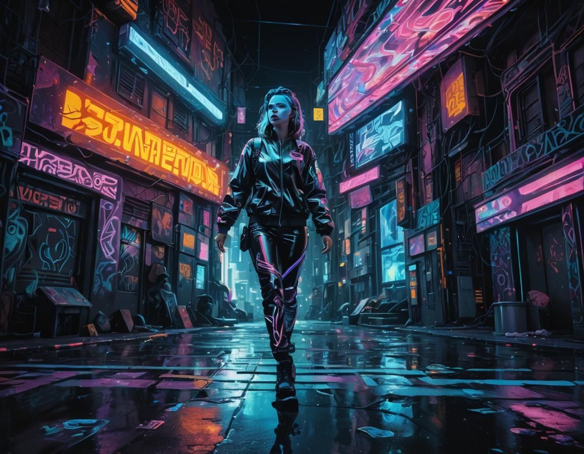 Cosmic Cityscape in Vibrant Oil Gouache Style