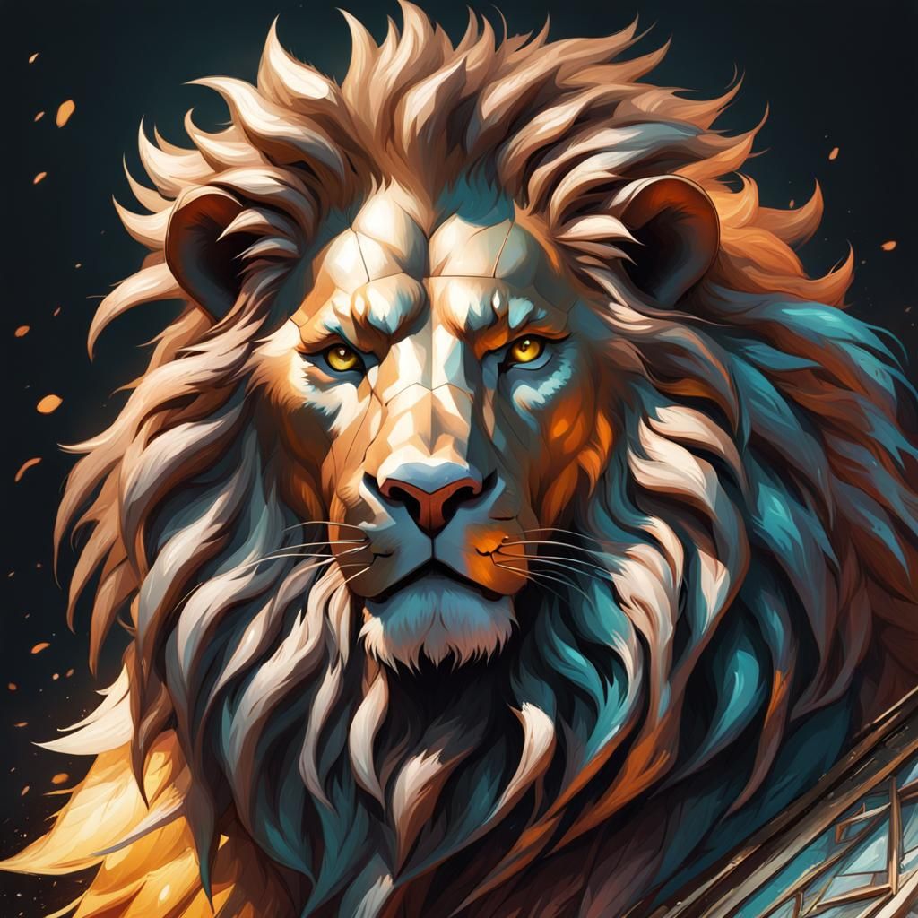 Person Transforms Into Lion, Hyperdetailed Concept Art