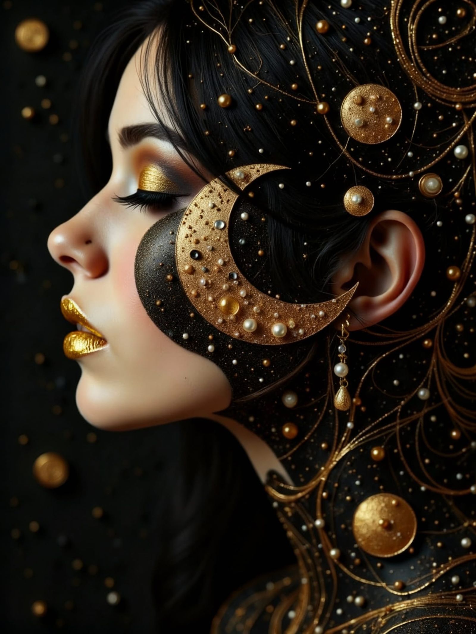 Goth Lady Double Exposure in Retro-Future-Punk Style