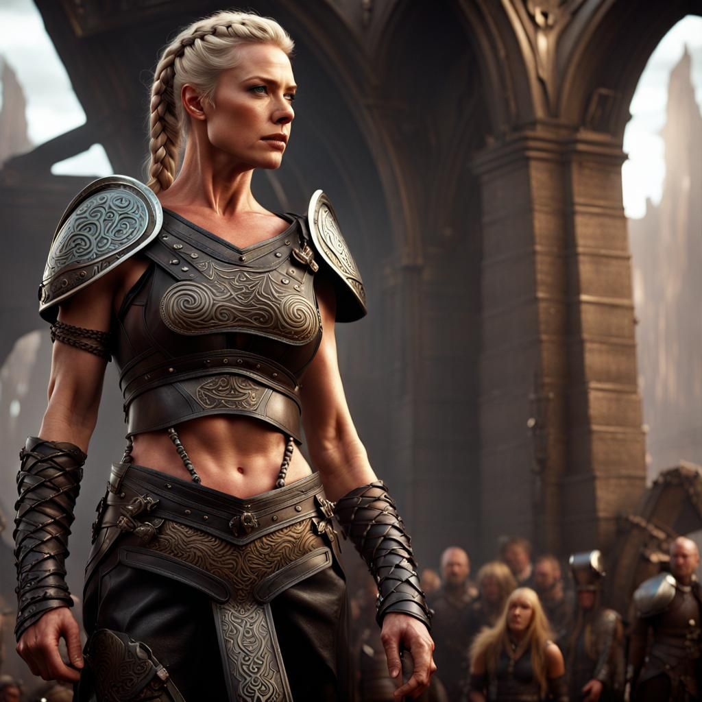 Futuristic Warrior Woman in Detailed Matte Painting