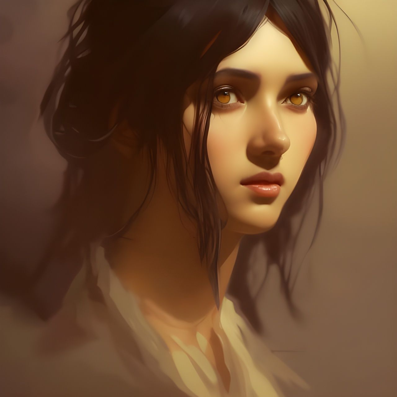Beautiful Middle Eastern Peasant Girl Portrait