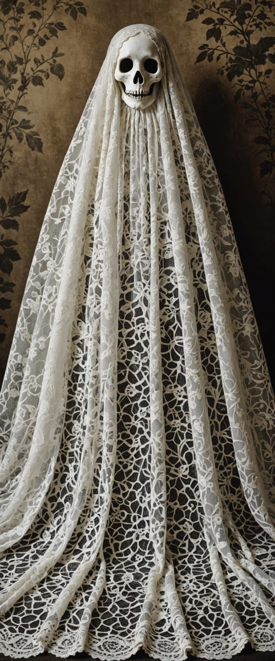 Lace Sheet Ghost Collage - Weird Art