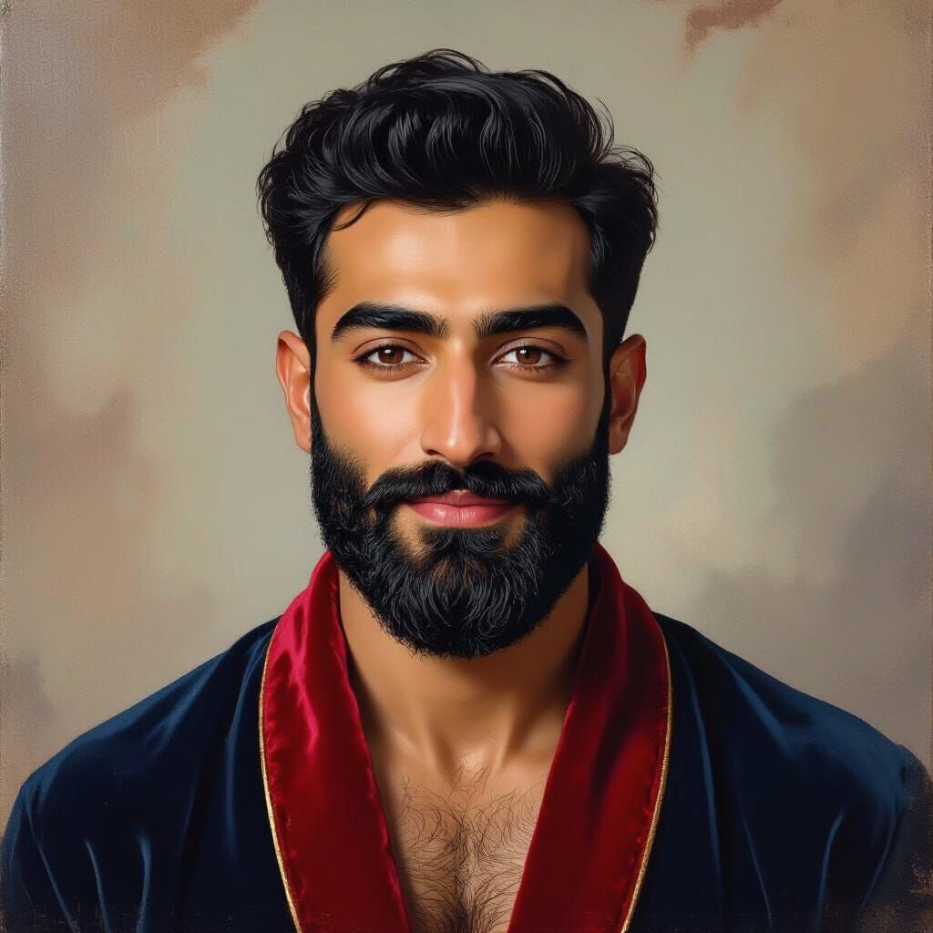 Man in Velvet Robe, Impressionist Oil Painting