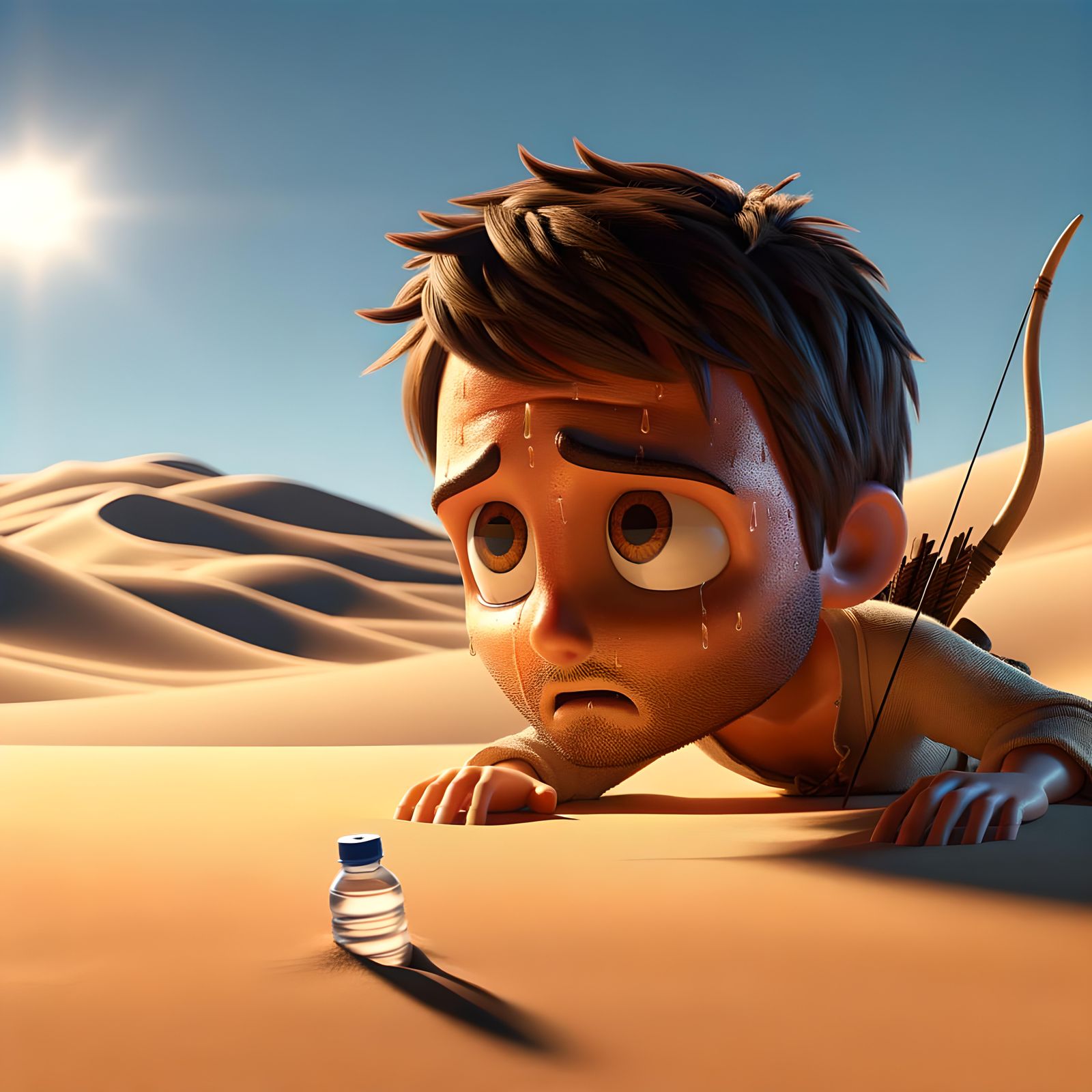 Cartoon Archer Stranded in Desert