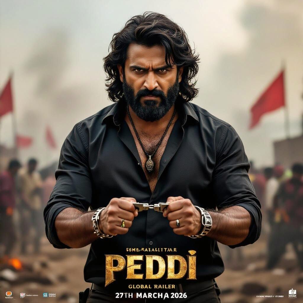 Intense South Indian Action Movie Poster: PEDDI