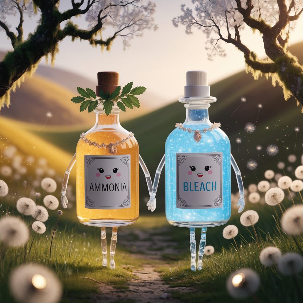 Whimsical Ammonia & Bleach Bottles in Enchanted Meadow